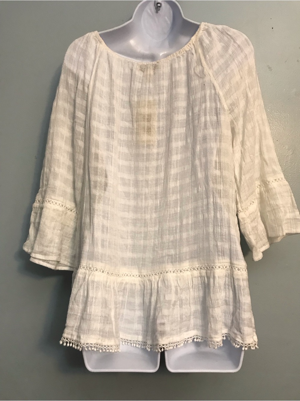Vintage America Ivory Tunic with Navy Embroidery